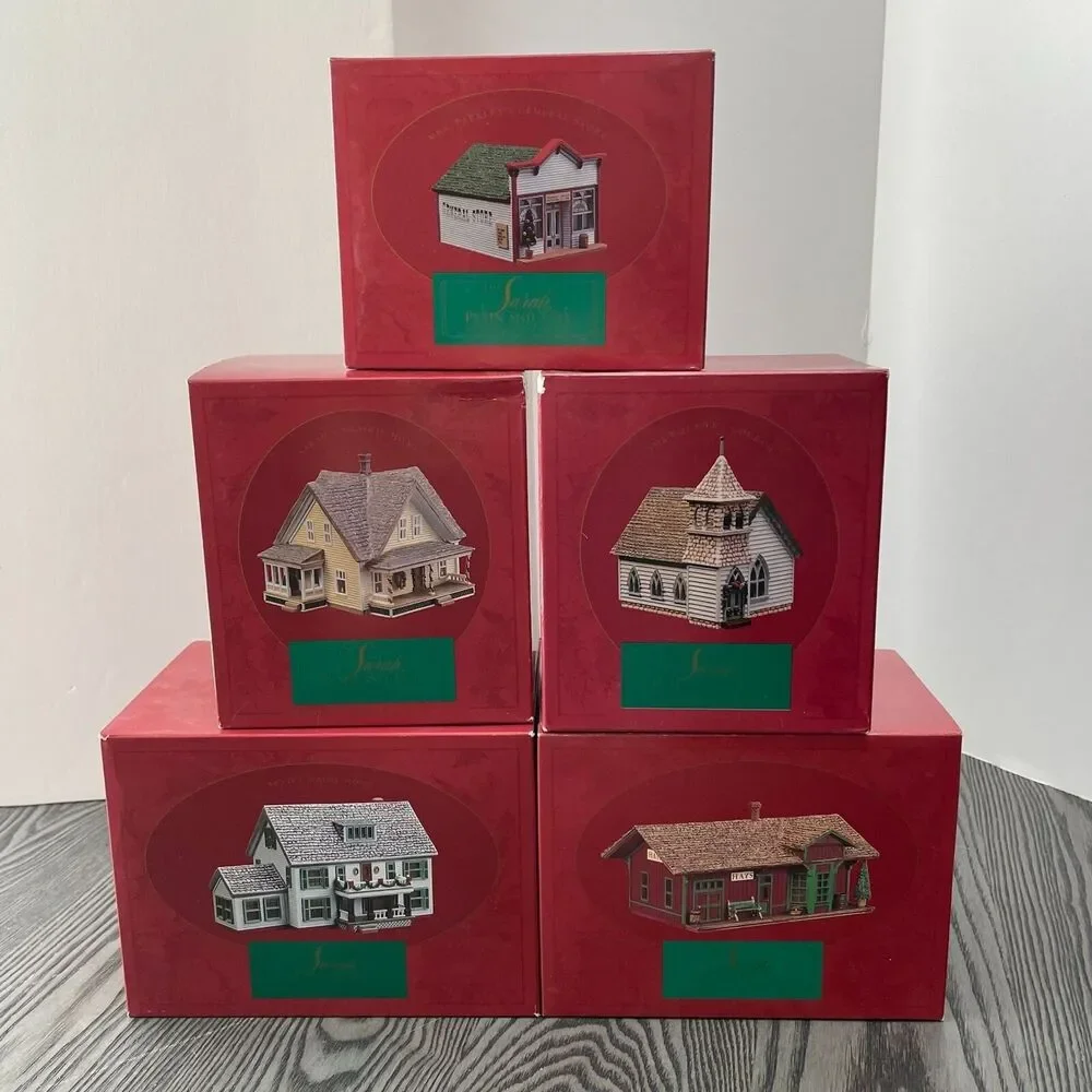 Vintage Hallmark Sarah Plain and Tall Lot of 5 Houses Christmas Holiday Open Box